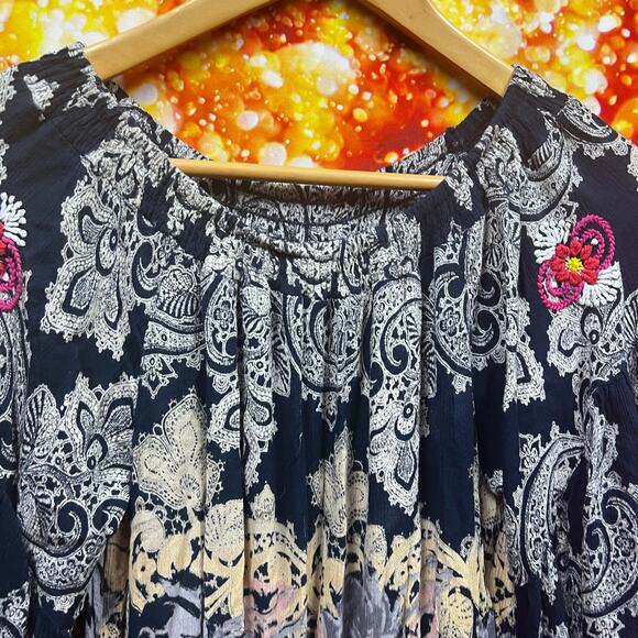 Anthropologie Raga Tassel Off The Shoulder Bohemian Romper Size XS 100% Viscose - Picture 9 of 11